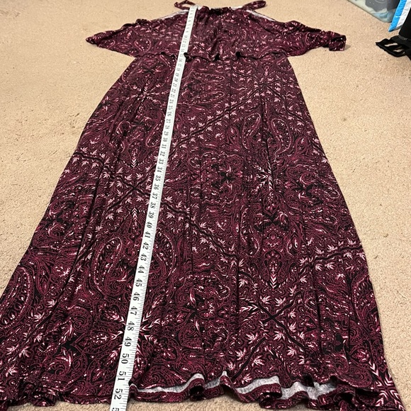 🎉HP🎉 Torrid Drape Top Halter Neck Burgundy Maxi Dress, Size 0 - Picture 12 of 14